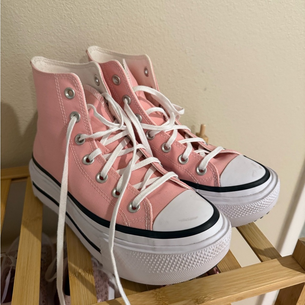 Converse Pink High-Top Platform Sneakers - Picture 3 of 10